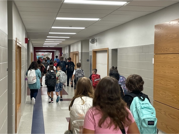 Middle School students walk down the newly renovated hallways to their classes.