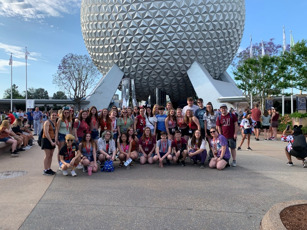 HS students in Disney World for a band & chorus trip
